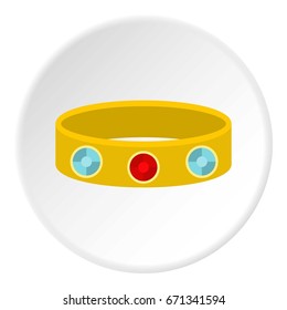 Vintage gold bangle icon in flat circle isolated vector illustration for web