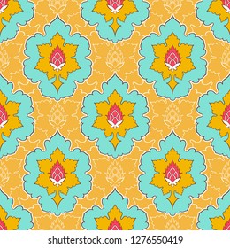 vintage gold and blue seamless pattern