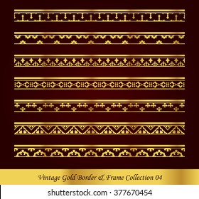 Vintage Gold Border Frame Vector Collection 04