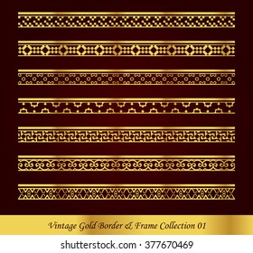 Vintage Gold Border Frame Vector Collection 01