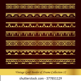 Vintage Gold Border Frame Vector Collection 12
