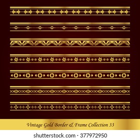 Vintage Gold Border Frame Vector Collection 33