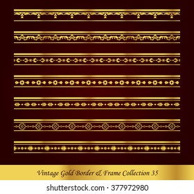 Vintage Gold Border Frame Vector Collection 35