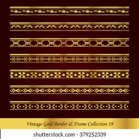 Vintage Gold Border Frame Vector Collection 19