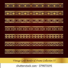 Vintage Gold Border Frame Vector Collection 55
