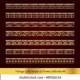 Vintage Gold Border Frame Vector Collection 90