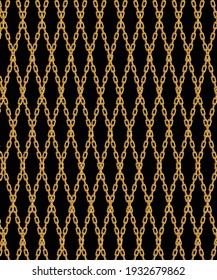 Vintage Gold Chain Pattern Isolated On Black Background