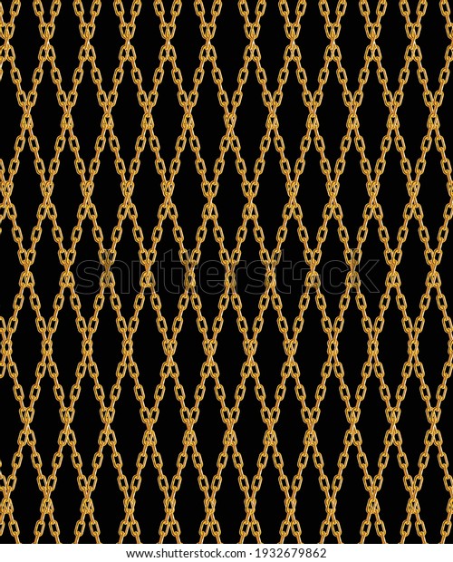 Vintage\
gold chain pattern isolated on black\
background