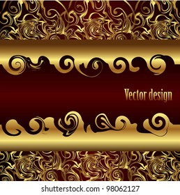 Vintage gold & cherry red luxury decorative ornate background