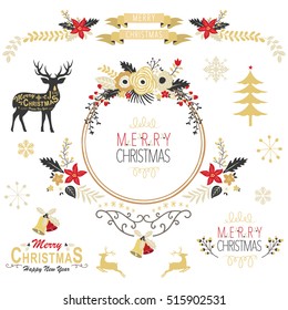 Vintage Gold Christmas Elements