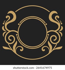 Vintage gold circle frame for vintage text graphic element