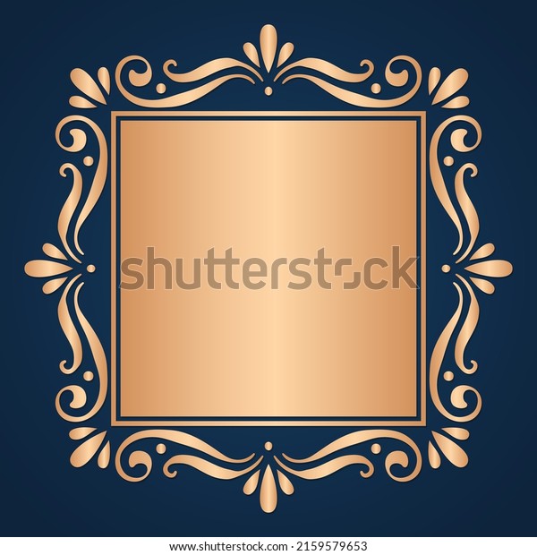 Vintage Gold decor element, square frame stencil,\
invitation background,\
vector.