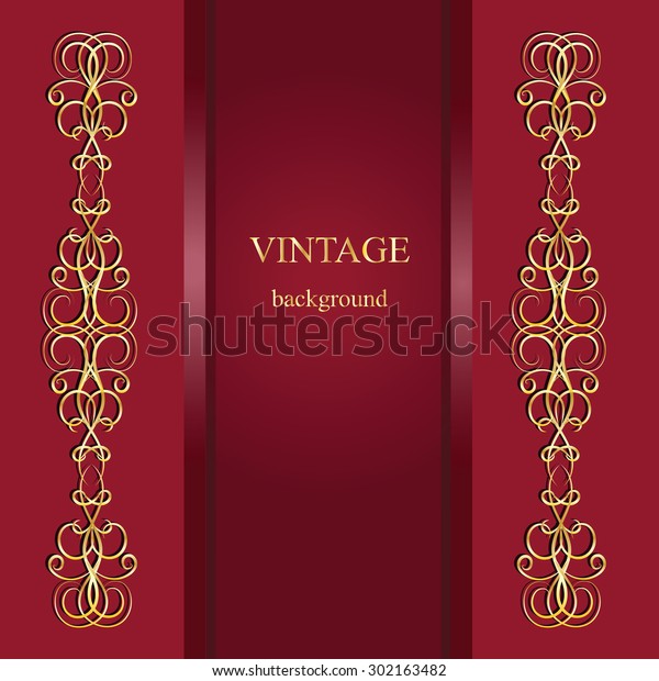 Vintage gold decoration on burgundy\
background, divider, header, ornamental vector\
frame