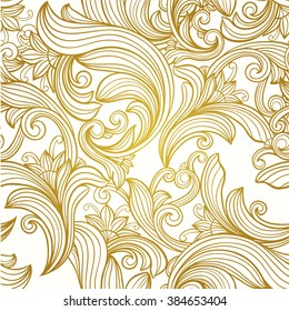 vintage gold  decorative   floral vector seamless  pattern