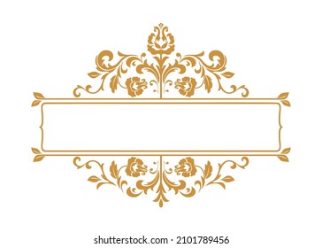 Vintage gold element. Graphic vector design. Damask graphic ornament.