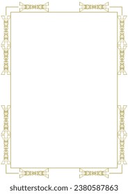 Vintage gold frame in A4 format. An elegant border element for pictures, cover pages, wedding invitations, cards and more. Style - modern. Vector illustration