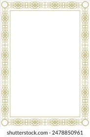 Vintage gold frame A4 format with original ornament in art deco style. Version 10. Vector illustration
