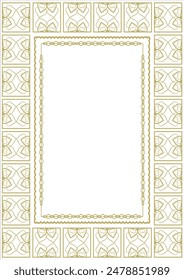 Vintage gold frame A4 format with original ornament in art deco style. Version 2. Vector illustration