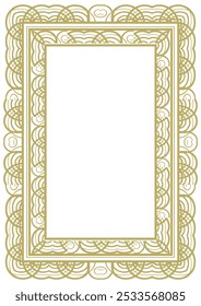 Antiguas marco de oro formato A4 con adorno original. Adición decorativa al certificado, foto de boda, página de título u otro. Versión 9. Ilustración vectorial