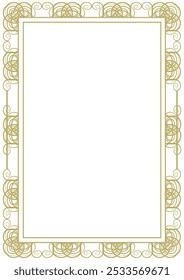 Vintage ouro quadro A4 formato com ornamento original. Adição decorativa ao certificado, foto de casamento, página de título ou outro. Versão 2. Ilustração vetorial