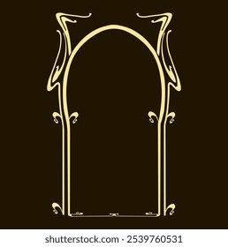 vintage gold frame arch deco nouveau, wedding, card, architect