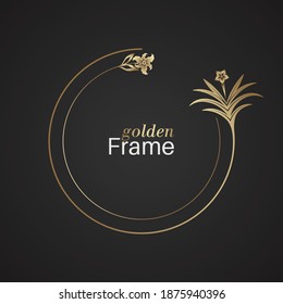 Vintage gold frame in Baroque style. Decorative ancient ornament. The card for invitations. A flower shape for the text. Vector illustrations. Design elements.