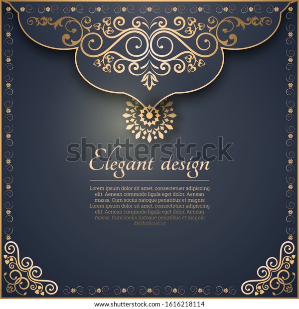 Vintage gold frame in Baroque style.\
Decorative ancient ornament. The card for invitations. A flower\
shape for the text. Vector illustrations. Design\
elements.