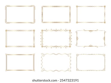 Vintage gold frame for decorating web pages, festivals, and other decorations. Elegant, realistic gold border. Vector illustration