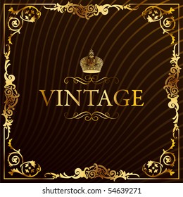 Vintage gouden frame decoratieve achtergrond. Vectorillustratie