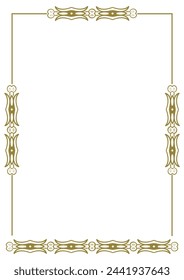 Vintage gold frame with decorative elements in Art Nouveau style. Title page, cover. Version No. 10. Vector illustration