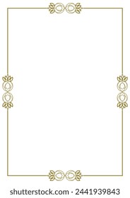 Vintage gold frame with decorative elements in Art Nouveau style. Title page, cover. Version No. 3. Vector illustration
