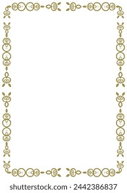 Vintage gold frame with decorative elements in Art Nouveau style. Title page, cover. Version No. 21. Vector illustration