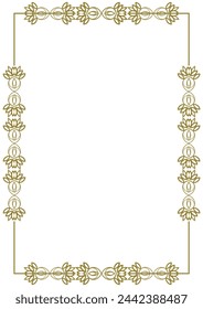 Vintage gold frame with decorative elements in Art Nouveau style. Title page, cover. Version No. 18. Vector illustration