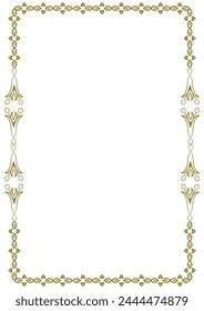 Vintage gold frame with decorative elements in Art Nouveau style. Title page, cover. Version No. 40. Vector illustration