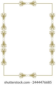 Vintage gold frame with decorative elements in Art Nouveau style. Title page, cover. Version No. 27. Vector illustration
