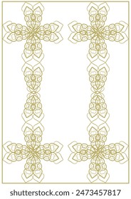 Vintage gold frame with decorative elements in Art Nouveau style. Title page, cover or other. Version No. 9. Vector illustration