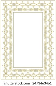 Vintage gold frame with decorative elements in Art Nouveau style. Title page, cover or other. Version No. 8. Vector illustration