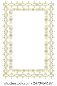 Vintage gold frame with decorative elements in Art Nouveau style. Title page, cover or other. Version No. 7. Vector illustration
