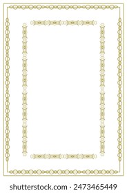 Vintage gold frame with decorative elements in Art Nouveau style. Title page, cover or other. Version No. 2. Vector illustration