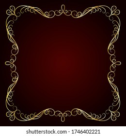 Vintage Gold Frame. Decorative vector frame with place for text.