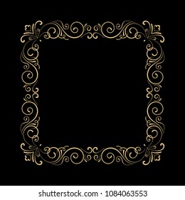 Vintage gold frame. Elegant vector element for design with place for text. Lace background for invitations and greeting cards.