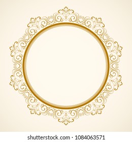 Vintage gold frame. Elegant vector element for design with place for text. Lace background for invitations and greeting cards.