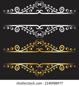 Vintage gold frame on a black background. Graphic vector design