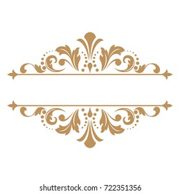 Vintage gold frame on a white background. Graphic vector design.