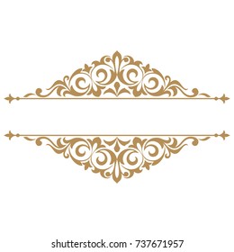Vintage gold frame on a white background. Graphic vector design.