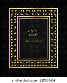 Vintage gold frame, vector illustration