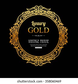 Vintage Gold Frame. Vector illustration