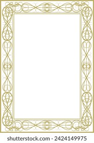 Vintage gold frame with Victorian style decorative elements. Title page, cover, background. Version No. 9. A-4 format. Vector illustration