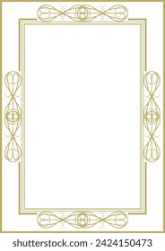 Vintage gold frame with Victorian style decorative elements. Title page, cover, background. Version No. 8. A-4 format. Vector illustration