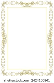 Vintage gold frame with Victorian style decorative elements. Title page, cover, background. Version No. 7. A-4 format. Vector illustration